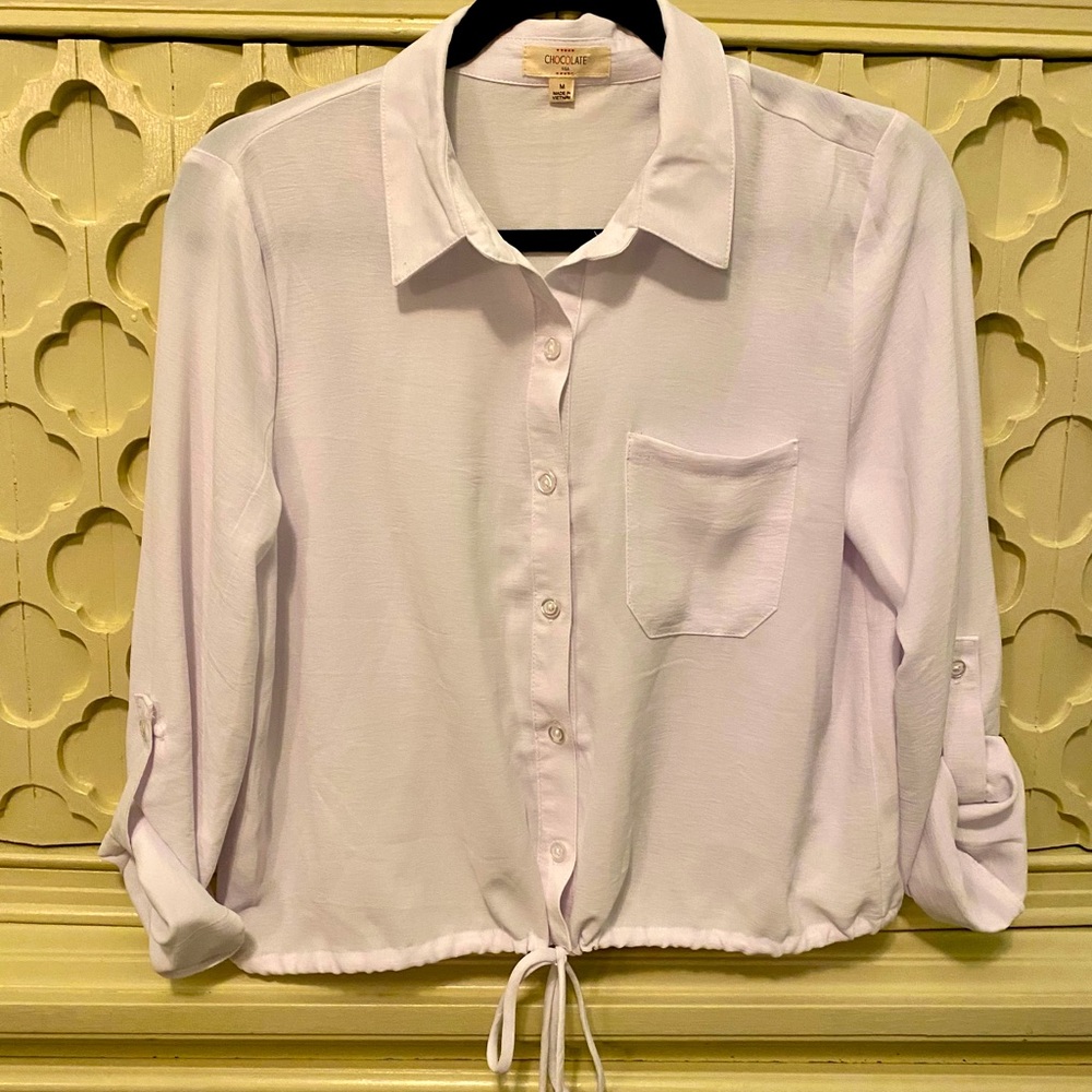 White Blouse with Tie Bottom